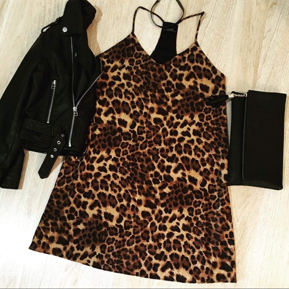 Animal print slip dress